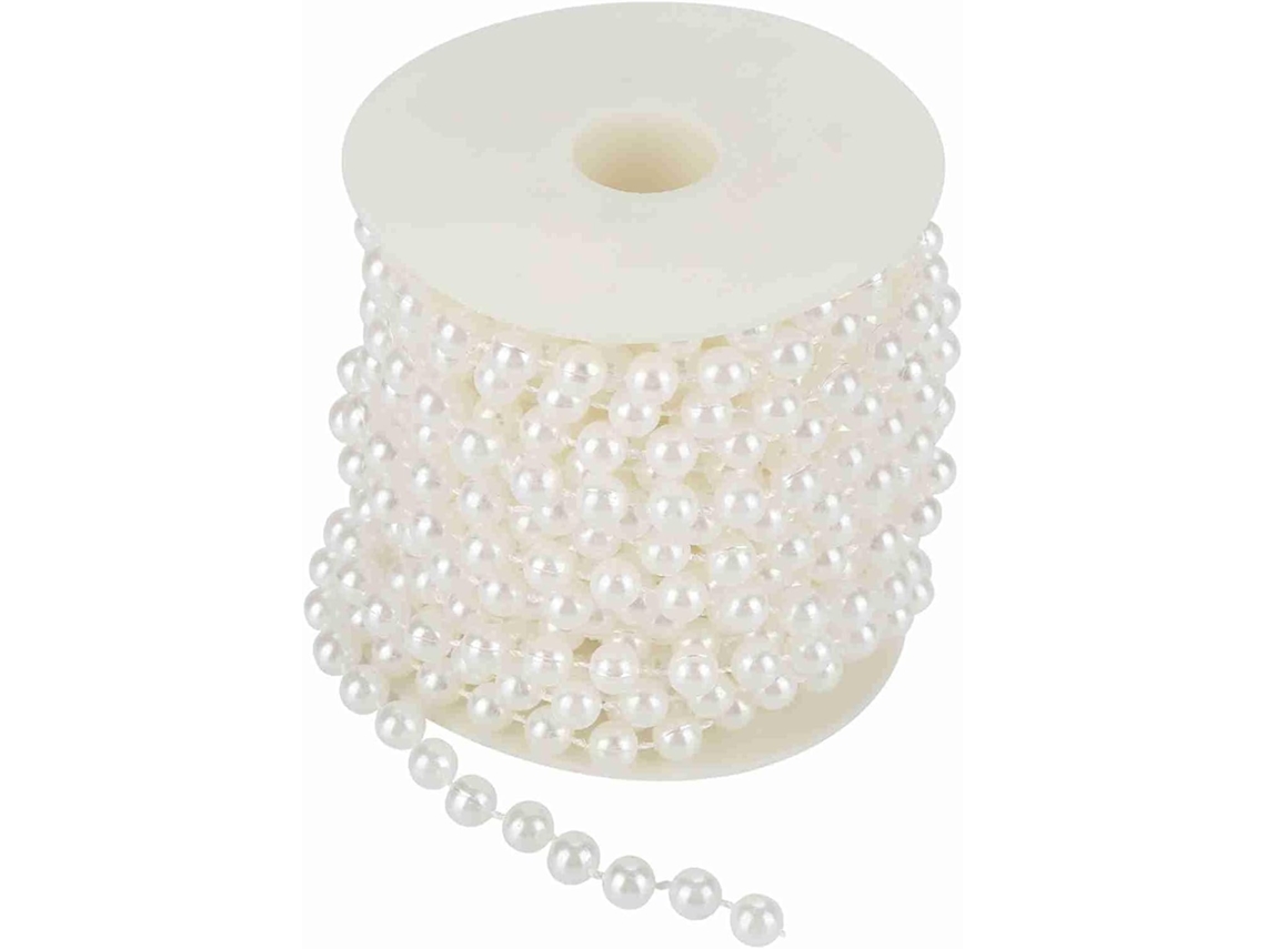 Guirlanda De Pérolas Gloglow, Rolo De 10 M, Pérolas Brancas.