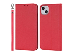 Capa Pega Para Iphone 14 Pele Sintética Vermelho