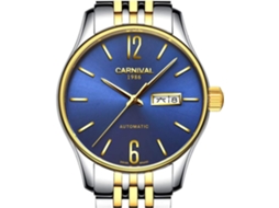 Lurelia Relógio Mecânico Masculino, Automático, Data/calendário, Aço Inoxidável, Resistente À Água 30m, Prata, Azul
