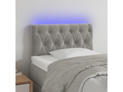 Vidaxl Cabeceira De Cama C/ Luzes Led Veludo 80x7x78/88 Cm Cinza-claro