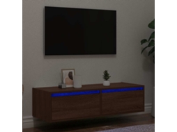 Móvel De Tv Com Luzes Led 100x35,5x25 Cm Cor Carvalho Castanho Dkd Home Decor