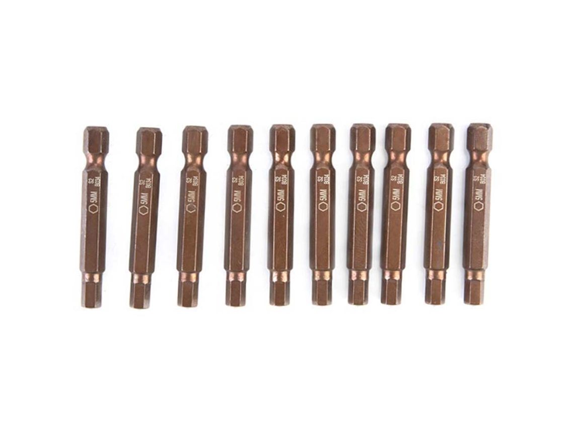 Conjunto 10 pontas chave fenda elétrica magnética H6.3 hexagonal 50mm aço cromo vanádio | S/MARCA