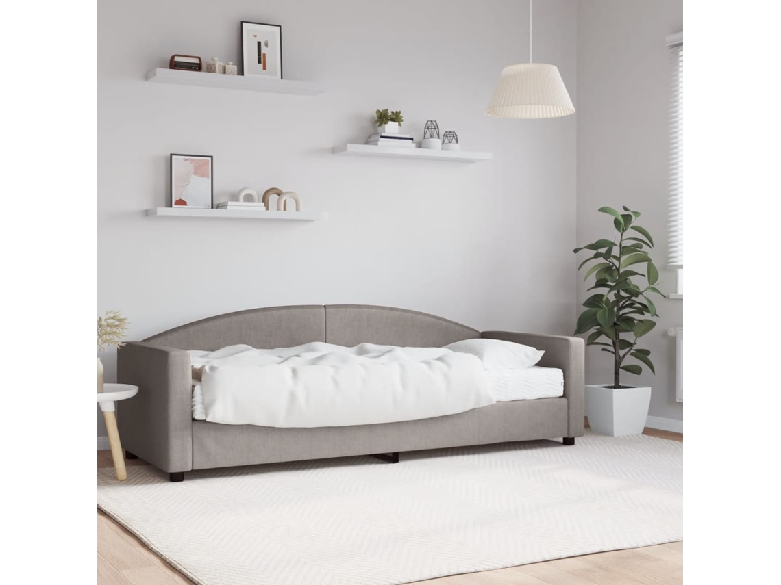 Sofá cama con colchón de 80x200 cm, tela gris-marrón