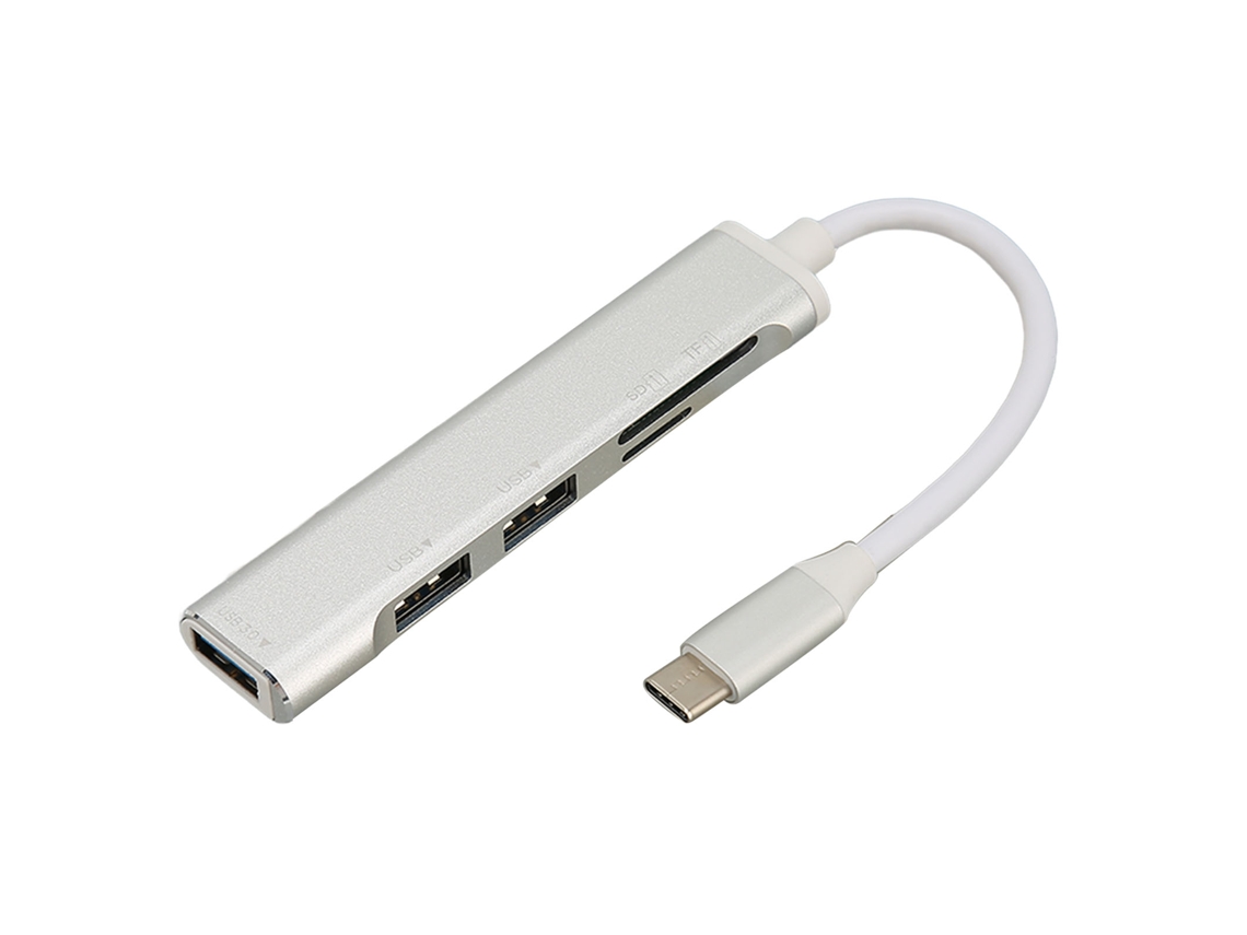 Hub Usb c 5 em 1 com 3 Portas Usb e Leitor de Cartão Sd para Sistemas Operacionais AQUAFORGE