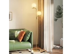 Luminária De Pé Led Moderna, 3 Temperaturas De Cor, Abajur Vidro Esférico, Interruptor De Pé, Tom Dourado