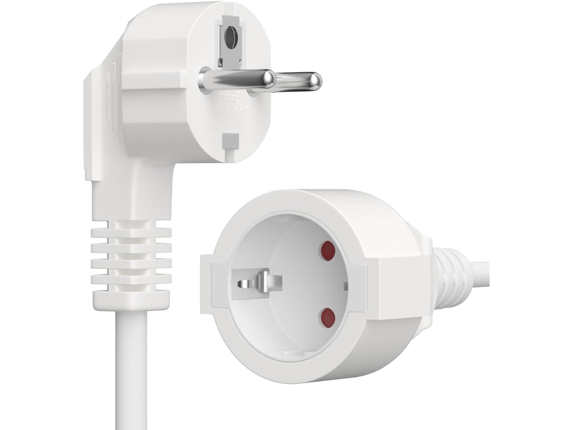 Cabo de extensão com contato protetor de 2 m, IP20, tipo R, Schuko, 250 V, 16 A, 3680 W, macho para fêmea -h05vv-f3g 1,5 mm² R-all