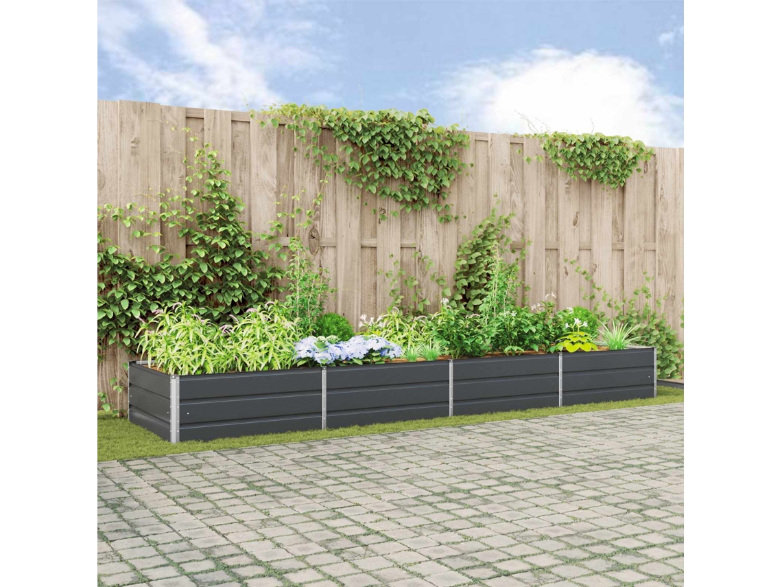 Vidaxl Floreira Antracite 385 X 100 X 45 Cm Aço Galvanizado