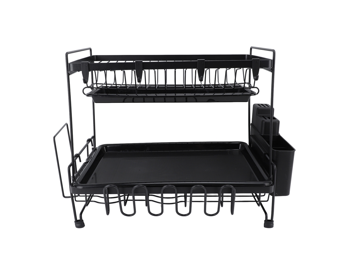Estantes Para Secar Pratos De 2 Camadas Plegáveis Com Porta Utensílios Armazenamento Versátil Conveniente Para Casa
