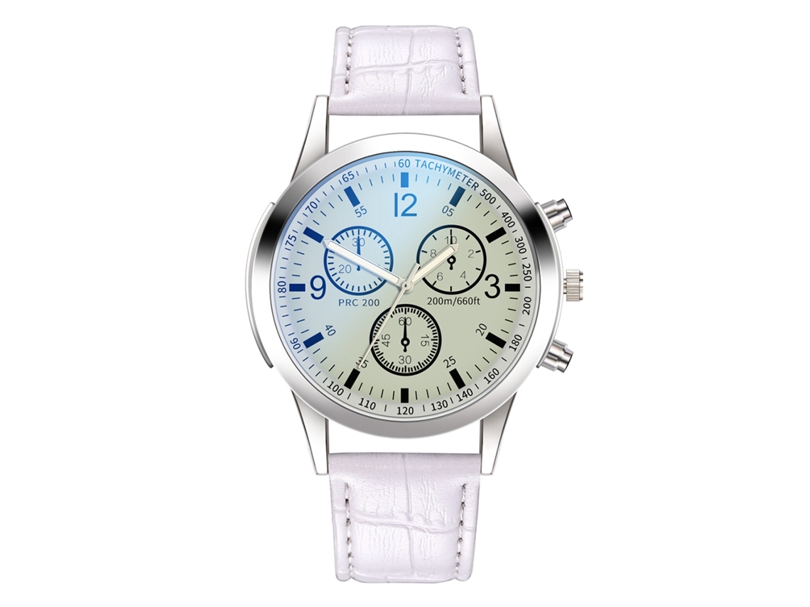 Relógio de pulso masculino moderno, analógico, de quartzo, com pulseira de PU (branco)