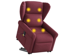 Vidaxl Poltrona Elevatória De Massagens Elétrica Tecido Vermelho Tinto