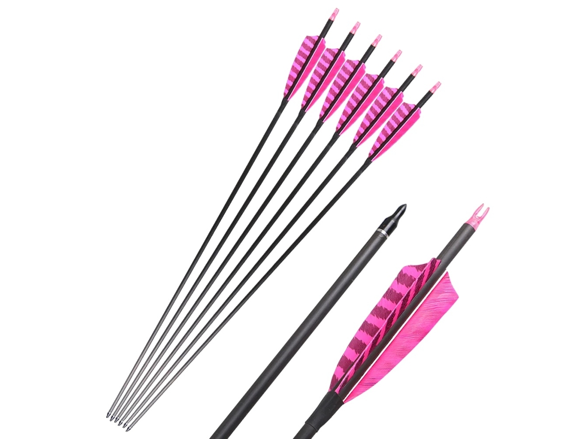 Flechas De Carbono, 32 Polegadas De Comprimento, 25g De Peso Por Flecha,rosa 24pcs Oem