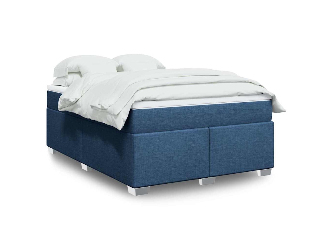 Vidaxl Cama Com Molas/colchão 140x190 Cm Tecido Azul