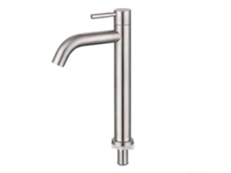 Torneira de banheiro tipo cascata, torneira alta de aço inoxidável com alça única para cozinha, banheiro, família, hotel, prata (L)