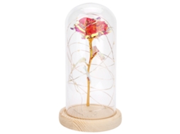 Luz de Noite Led Rosa com Base de Madeira | S/MARCA