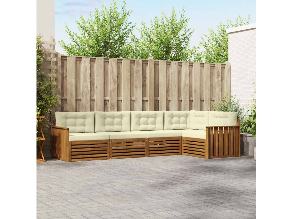 Vidaxl Conjunto De Sofás Para Exterior 5 Pcs Natural E Creme
