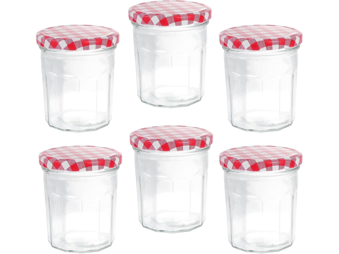 Conjunto De 6-potes Vidro Herméticos 380ml Com Corpo Transparente Para Manter O Frescor Ideais Armazenar Mel E Açúcar Na