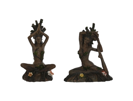 Figura Decorativa HOME ESPRIT Castanho Yoga Índio 13 x 6 x 16 cm (2 Unidades)