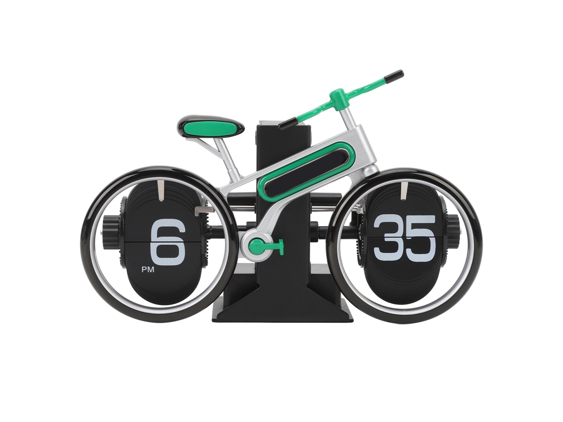 Baok-reloj Flip Reloj En Forma De Bicicleta Retro Mecânico Operado Por Baterias Para Oficina Hogar Verde