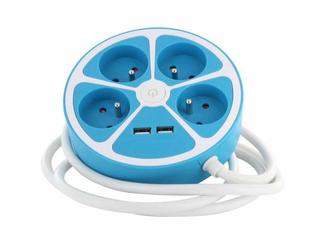Extensão Com 4 Tomadas Com Interruptor Chacon 4x16 A (azul Tomada Eu 3680 W 4)