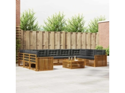 Vidaxl Conjunto De Sofás Para Exterior 10 Unid. Natural E Antracite