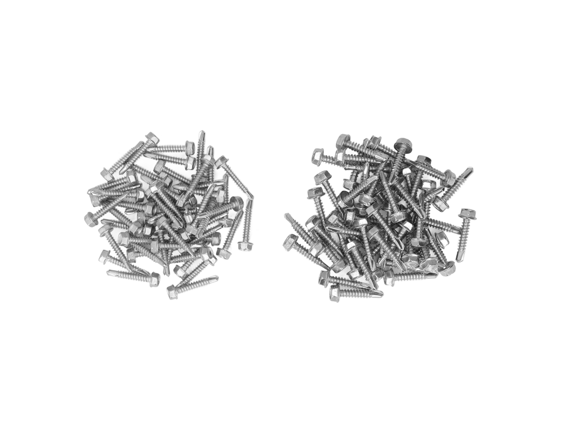 100 Parafusos Auto-perfurantes De Aço Inoxidável 304 Com Arruela E Cabeça Hexagonal 4.2x25mm 4.8x25mm