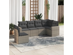 Pcs Conjunto Sofás De Jardim Com Almofadões Vime Cinza Dkd Home Decor