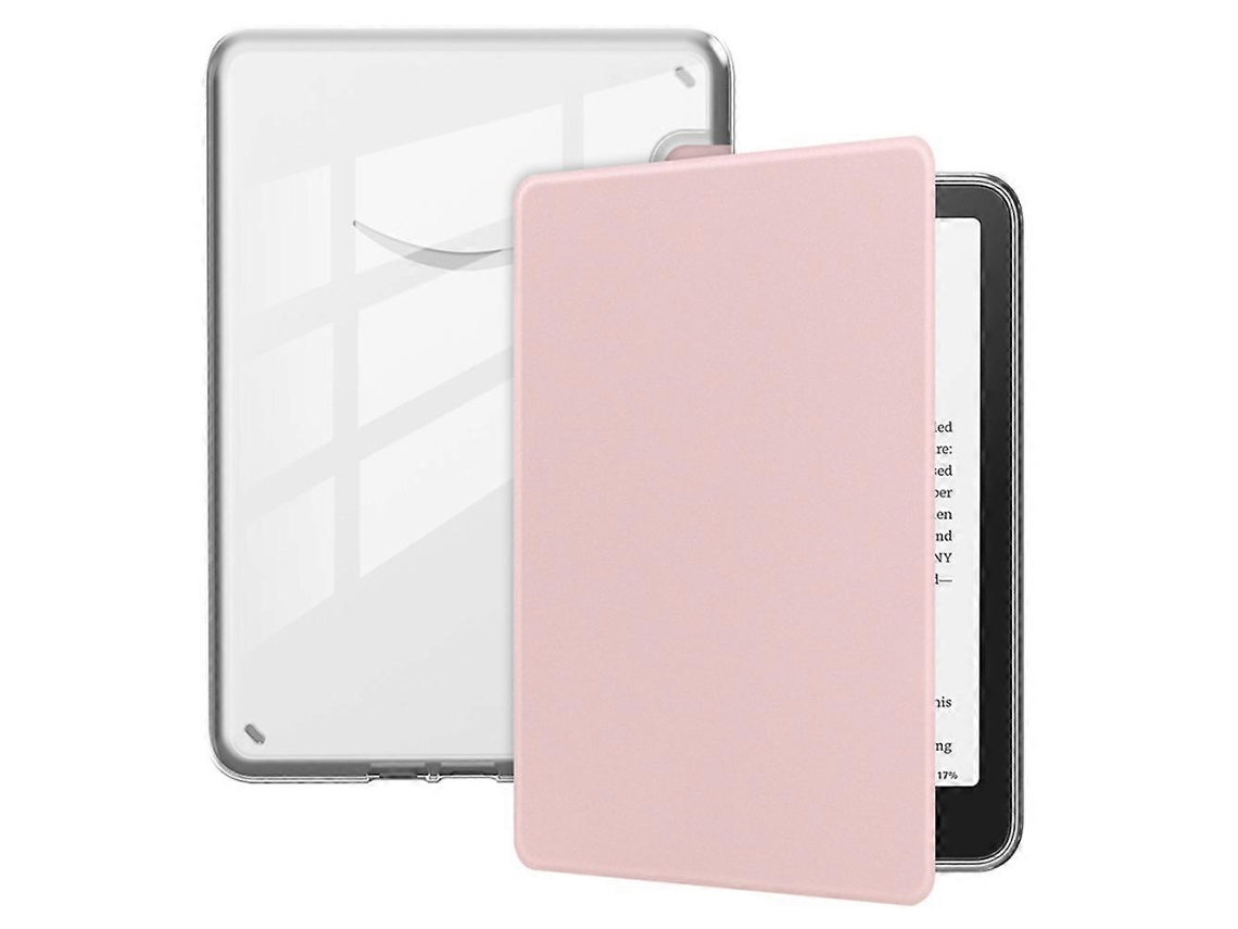 Capa Protetora Anti-queda De Couro Pu Tpu Acrílico Transparente Rosa Para Amazon Kindle Paperwhite (2021)