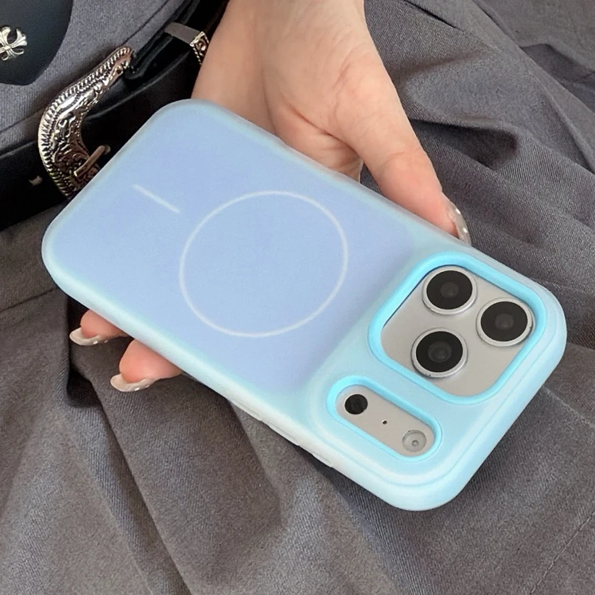 (azul Iphone 14 Pro Max) Capa Magnética De Celular Em Formato De Gelatina Nas Cores De Doces Para Iphone, Compatível Com Fixação Magnética.