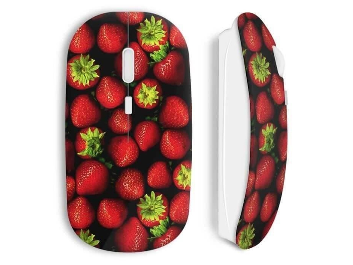 Mouse Sem Fio Com Estampa De Morangos