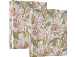Pasta Escolar Estilo William Morris Com Estampa Retrô De Lírios, Argolas Redondas De 1, 5 Polegadas Com Bolsos, Pacote