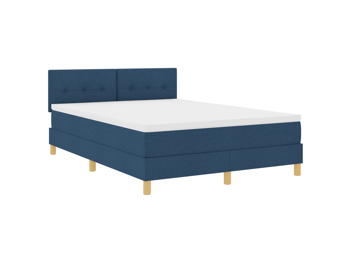 Conjunto 1 Estrado Com Molas Vidaxl Azul Tecido (140 X 190 Cm)