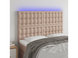 Vidaxl Cabeceira Cama C/ Led Couro Artif. 144x5x118/128 Cm Cappuccino