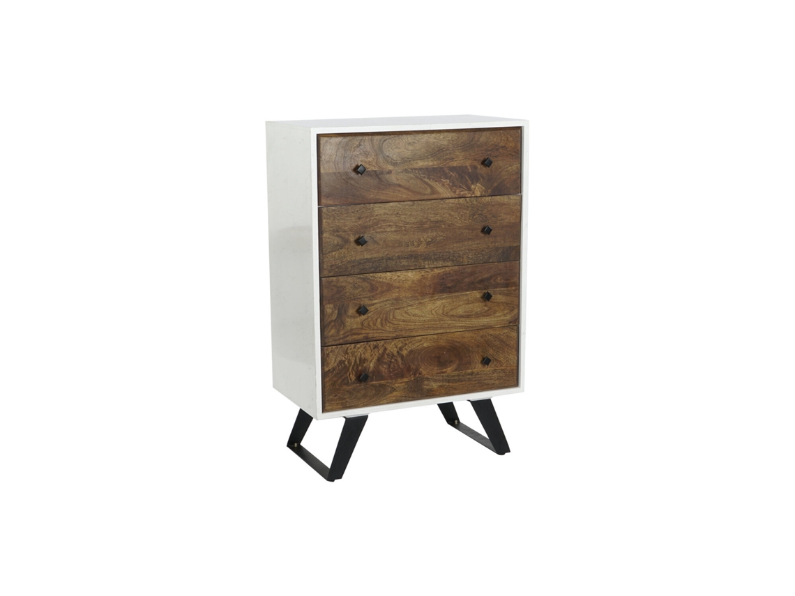 Cômoda ALEXANDRA HOUSE LIVING em metal branco com estrutura de madeira de mangueira (70x40x105cm)