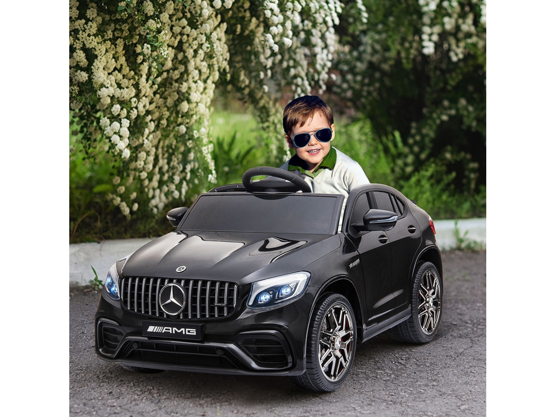 Carro Infantil Elétrico Mercedes Amg 12v Preto 115x70x55cm Para Crianças +3 Anos - Com Controle Remoto, Música, Luzes E Portas Que Abrem