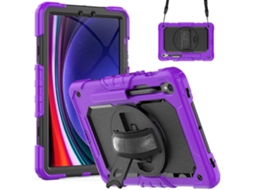 Para Samsung Galaxy Tab S9, capa de silicone para PC com suporte à prova de poeira e película de tecido PET (roxo Hengrongshen) (X710 X716B X718U)
