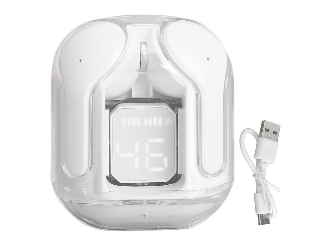 Fones de Ouvido Bluetooth Sem Fio Case Transparente Intra auricular para Jogos Exclusivo do México EOOCOO (som Surround 360, Bateria Integrada)