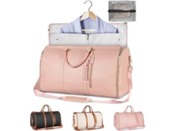 Bolsa de Viagem Feminina em Couro Pu, Esportiva com Compartimento para Sapatos, Impermeável AQUAFORGE (rosa)