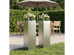 Vidaxl Vaso De Jardim 2 Unid. Prateado 20 X 20 X 75 Cm Aço Inoxidável