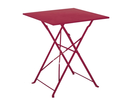 Mesa De Jardim Dobrável Quadrada Em Aço Vermelho 60x60 Cm Imagin