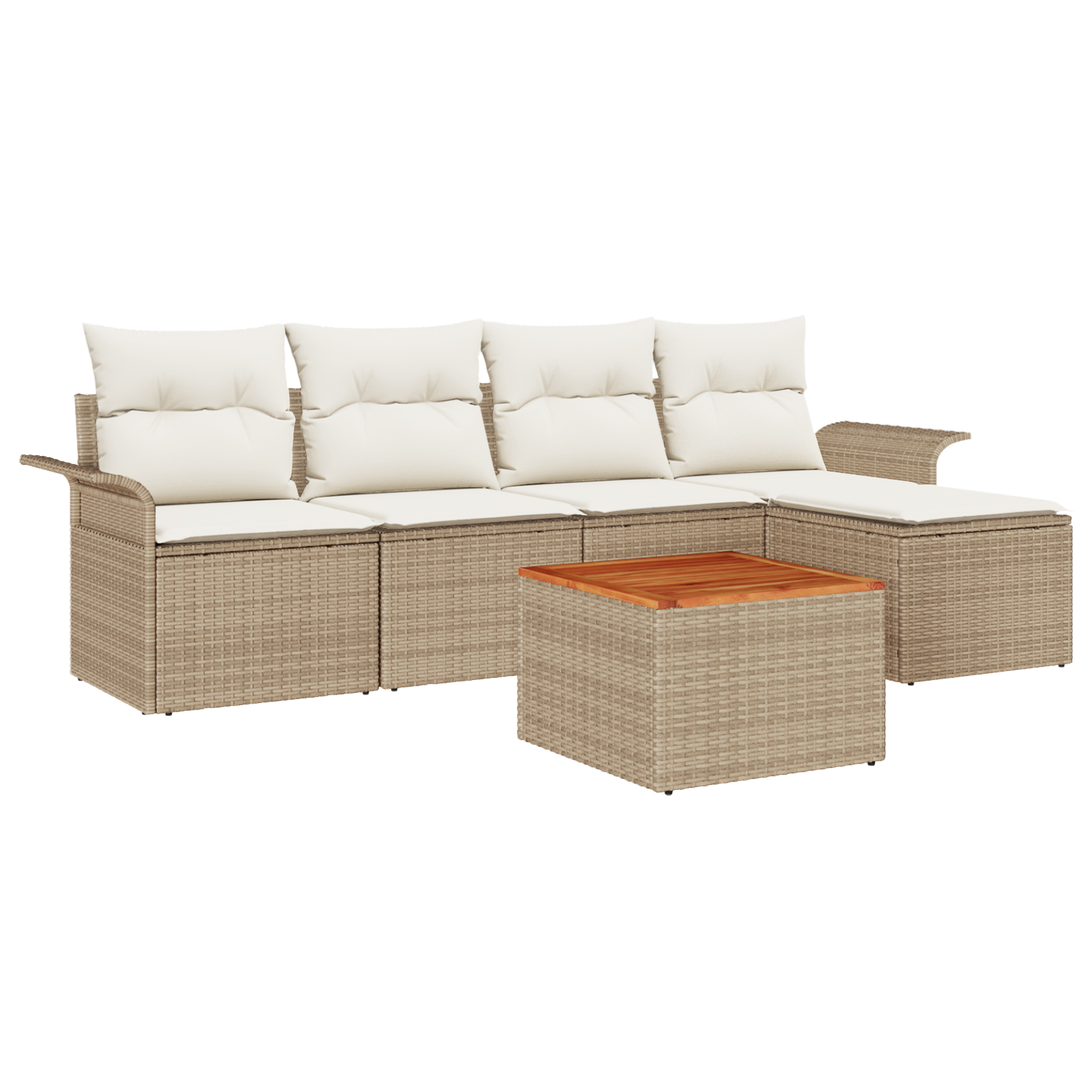 Conjunto 6 Conjunto De Móveis Para Exterior Vidaxl Bege Vime Pe (55 X 55 X 37 Cm)