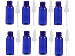 Conjunto de 8 frascos de spray PET vazios de 30ml para viagem, com design compacto e portátil.