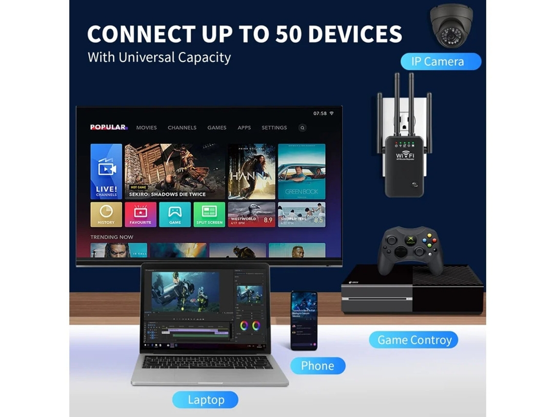 Amplificador De Sinal Wifi De Longo Alcance Até 9.985 Pés Quadrados, Mais De 50 Dispositivos Yizhood