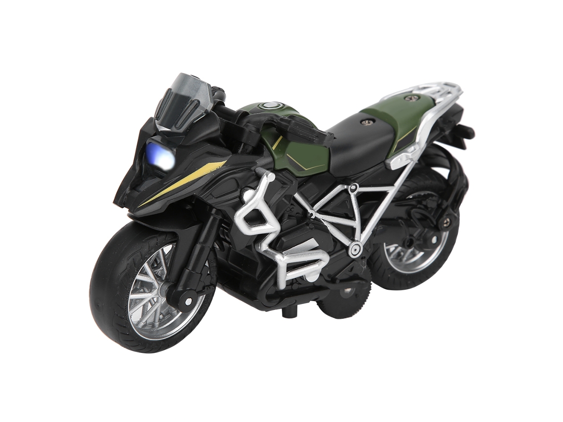 Primerox modelo de Motocicleta 1:14 Liga Puxar para Trás Luz Música Brinquedo Infantil Verde