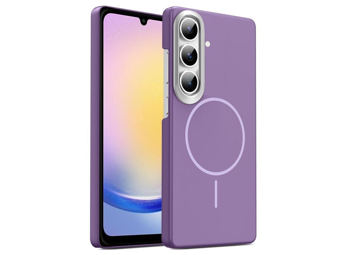 Capa Para Samsung Galaxy A25 5g Fina Circular Magsafe À Prova De Choque Dourada Em Policarbonato Roxa