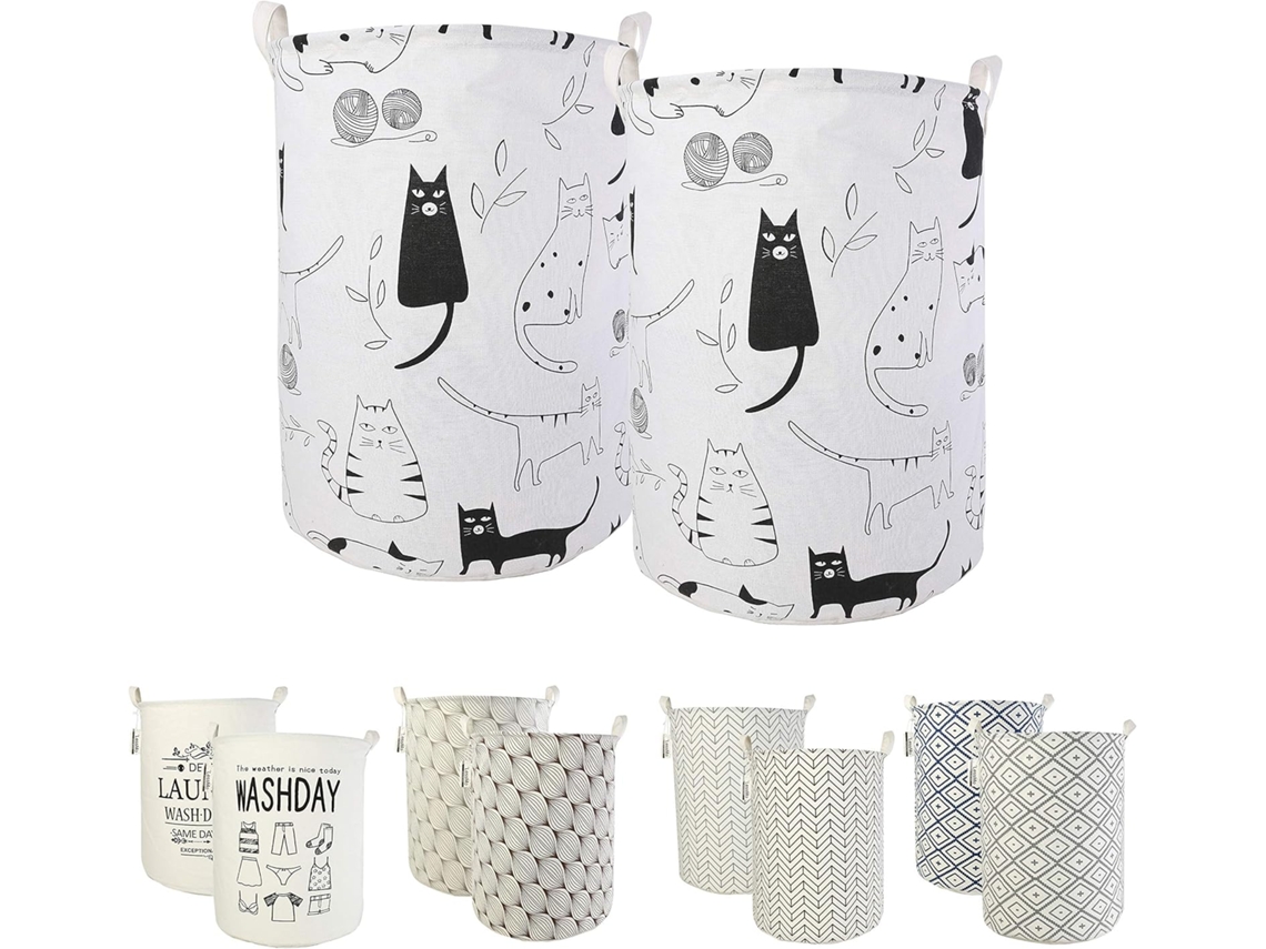 Conjunto de 2 Cestos Roupa Suja Dobráveis​​ 50* 40cm, Grandes, em Tecido, Ideais para Organizar o Quarto Das Crianças BRILVIBERA