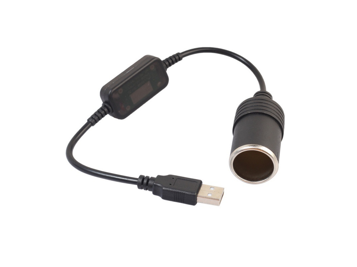 Adaptador Conversor de Carro – Usb Para Isqueiro 12v – Cabo De Alimentação – Preto