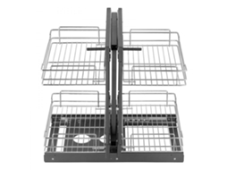 Organizador Extensível De Canto Cego 4 Cestos 40 Kg Cada Aço Cromado Para Cozinha Tekmaquinas