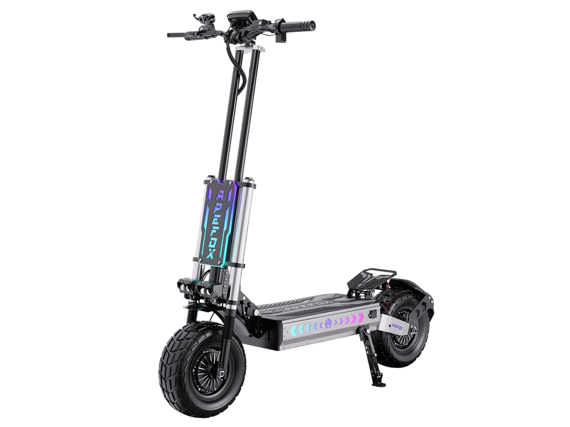 Trotinete Elétrica Apefox T90 4200w (2100w×2), Bateria 60v 31,2ah, Autonomia Até 100 Km, Velocidade 85 Km/h, Pneus 13”, Suspensão Dupla, Travões Hidrá