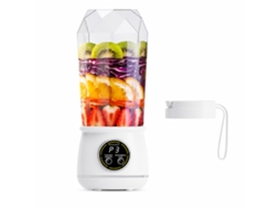 Liquidificadora Portátil Recarregável Branca Para Frutas E Gelo, 10 Lâminas, Bateria 1300 Mah 3,7 V, Com Tampa
