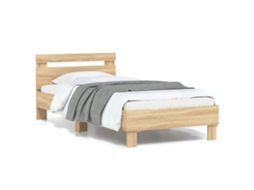 Vidaxl Estrutura Cama C/ Cabeceira/luzes Led 90x200 Cm Carvalho Sonoma